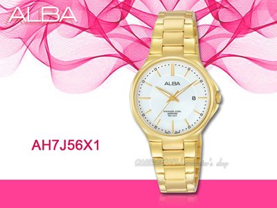 CASIO 時計屋 ALBA 雅柏手錶 AH7J56X1 女錶 石英錶 玫瑰金金屬錶帶 日期顯示 防水 藍寶石水晶鏡