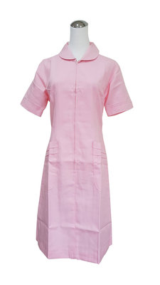 萊亞生活館 台製護士服【H702 護士裙裝-前拉鍊-粉紅色-短袖】
