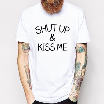 SHUT UP AND KISS ME短袖T恤-2色 文字 英文 字母 文青 Gildan 490