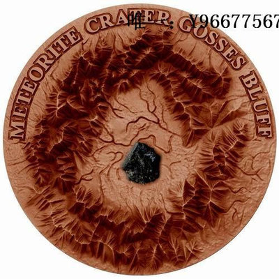 銀幣紐埃2017年隕石坑系列(4)鑲嵌戈斯峭壁隕石超高浮雕仿古紀念銀幣