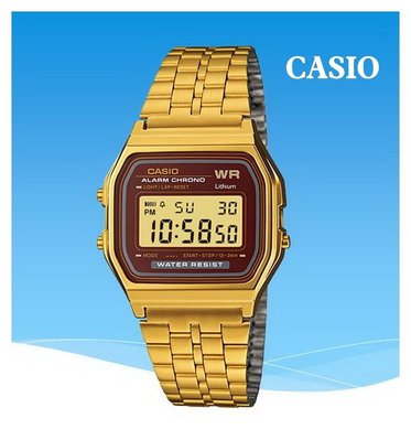 經緯度鐘錶 CASIO手錶 冷光經典復古金色電子錶 中性款 日系雜誌廣告【特價1290元】A159WGEA-5D
