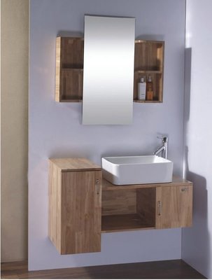 FUO 衛浴: 95公分 自然風 OAK橡木原木色 陶瓷方盆 浴櫃(2015右)特價預訂!