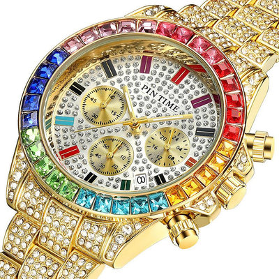 PINTIME品牌 A2742 彩色六針 日曆 石英 防水 高級男士手錶