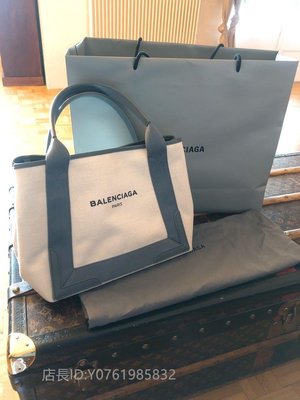 極美二手正品Balenciaga navy cabas s 帆布包 巴黎世家 手提包 灰色 超級新 附購證