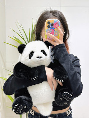 大熊貓玩偶毛絨玩具女孩正品熊貓工廠正版可愛花花公仔布娃娃大號
