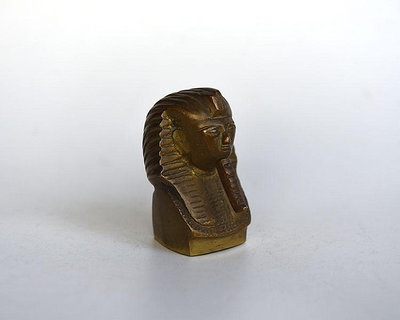 二手 純銅法老頭像 古埃及法老頭像擺件 黃銅 金字塔 獅身人面像 古玩 擺件 老物件【紫竹齋】1854