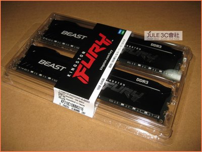 JULE 3C會社-金士頓 BEAST FURY DDR3 1866 8G X2 共 16G 狩獵者/黑/全新 記憶體