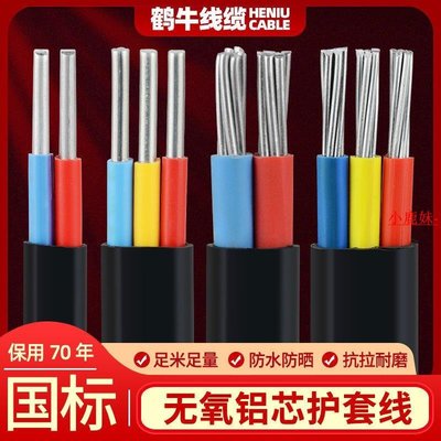 國標2芯3芯電纜線鋁芯家用戶外電線4 6 10 16 平方架空鋁線護套線*特價熱賣