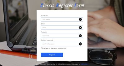 Classic Register Form 響應式網頁模板、HTML5+CSS3、網頁設計  #05003