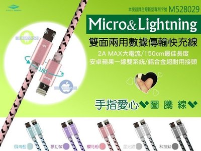 Mezone Micro/Lightning 手指愛心雙面兩用編織線(1.5M)
