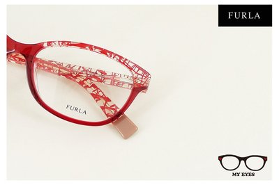 【My Eyes 瞳言瞳語】Furla 義大利品牌 透紅色雙色光學眼鏡 獨特裂紋設計 自信好氣色 (VU4876)