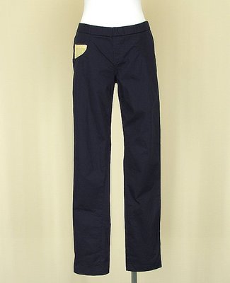 最愛 a la sha 日系專櫃 靛藍黃格紋口袋棉質內搭褲九分褲鉛筆褲S號(56442)