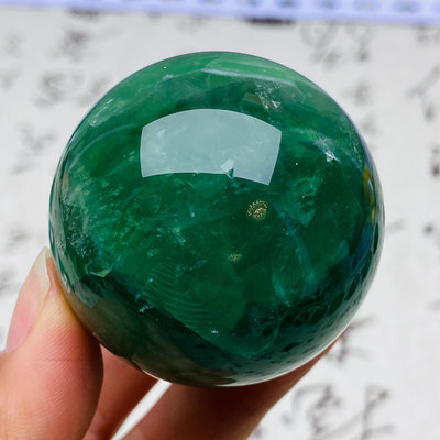 【二手】B529天然綠螢石水晶球擺件綠色水晶原石打磨屬木客廳辦公家居 水晶 天然水晶 擺件【久藏館】-588