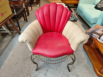 【北二高家具】二手家具 雙色鑄鐵貝殼椅 復古沙發 二手沙發 單人沙發