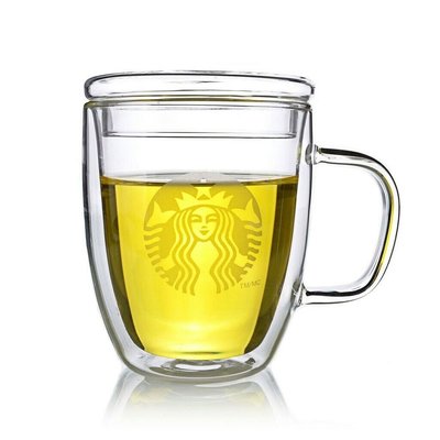 375ml / 475ml 雙層透明玻璃杯星巴克咖啡杯拿鐵水杯牛奶杯茶杯雙層玻璃杯, 用於煮熱水熱飲冰冷飲料