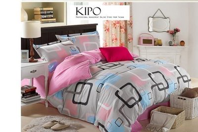 KIPO-精梳棉-彩方格寢具單人/雙人床包 床單/被套四件式/NBG017106A