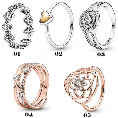 熱銷#Pandora戒指S925母親節系列愛心花朵戒指女指環