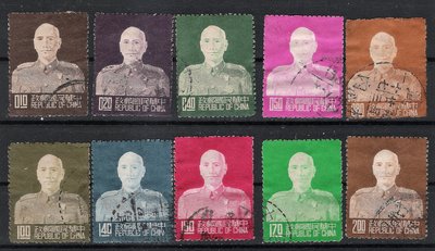 台灣早期舊票 42年 常080蔣總統像臺北版郵票 15枚全   0868