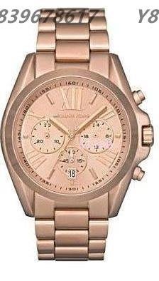 美國代購Michael Kors 羅馬數字錶盤 玫瑰金 三眼計時 經典手錶 MK5503