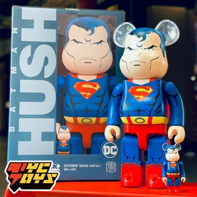 全館免運  BE@RBRICK400%+100%SUPERMAN超人HUSH積木熊暴力 可開發票