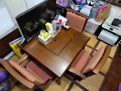 日本進口原木和室桌椅組 和室桌 茶几 日本製 (9成新，中央有排水設計，可泡茶)