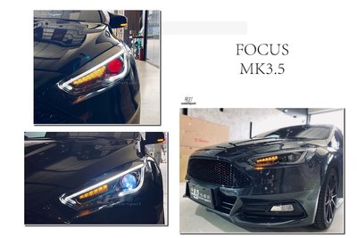 小傑車燈精品-全新 福特 FOCUS MK3.5 2015 2016 17年 R8燈眉 導光 紅魚眼 流水方向燈 大燈