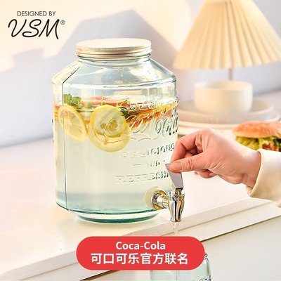 特價現貨 VSM西班牙進口玻璃冷水壺帶龍頭5L 分享罐 自制果汁飲料桶可樂桶~特價