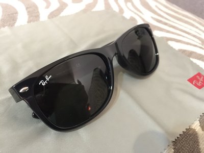 RAYBAN 膠框太陽眼鏡-墨鏡RB2132F 901/58 黑/墨綠（New WAYFARER)（樹脂鏡片）