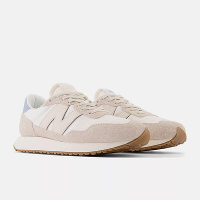 NEW BALANCE 237 白 中性麂皮休閒鞋 粉藍紅 US6是24E公分 KAORACER MS237TA