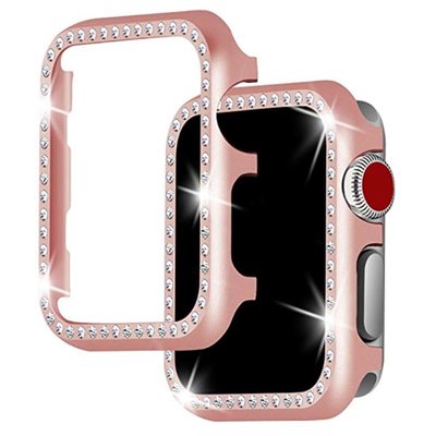 gaming微小配件-適用Apple Watch 6 se 5 4 3 2 1水晶鑽石錶殼38mm/40mm/42mm/44mm蘋果錶殼保護蓋-gm
