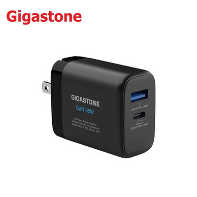 GIGASTONE 65W GaN 氮化鎵 兩孔 USB-C USB-A PD快充 QC快充 充電器 PD-7655B