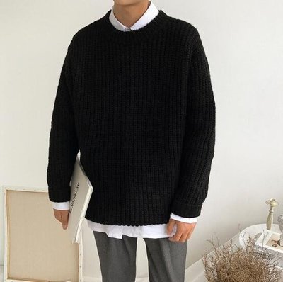 FINDSENSE Z1 韓國 時尚 潮 男 寬鬆 純色加厚 毛衣 針織襯衫 外套 上衣