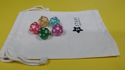 【雙子星】20面骰子(金蔥系列)5顆+ 2STARS棉胚布雙拉束口袋 適用 精靈寶可夢 Pokemon SM10