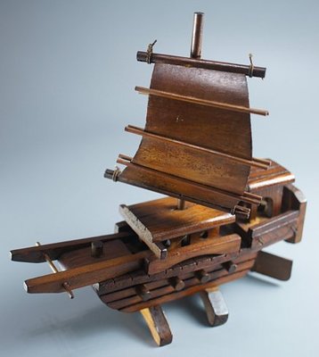 「還願佛牌」泰國 進口 手工 木製 單桅 帆船 居家 擺飾 古董