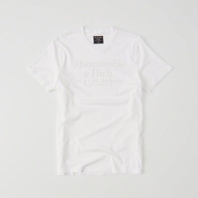 【Abercrombie&Fitch】【零碼XL】AF男款短袖T恤淺印LOGO字白 F03170912-09