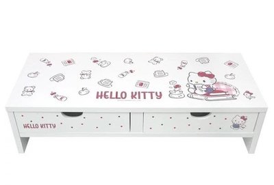 ♥小公主日本精品♥ HelloKitty 白色日本電腦架KITTY 螢幕桌上置物櫃 收納架抽屜式萬用架~8