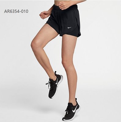 【熱賣精選】Nike NK 耐吉 女款 兩件式 防走光 女款 休閒褲 運動 慢跑熱褲 三角 黑色AR-LK19835