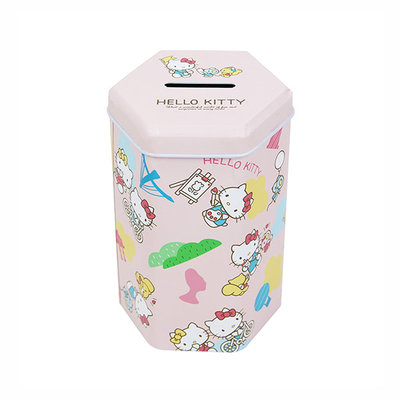 正版 三麗鷗 凱蒂貓 KT 粉色 餅乾盒造型存錢筒 存錢筒 儲錢罐 收納筒 筆筒 文具收納筒 COCOS FG660
