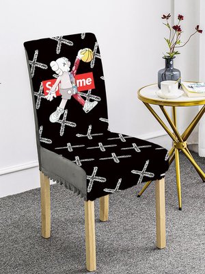 個性潮牌椅套黑色芝麻街KAWS家用通用彈力椅套罩椅墊北歐工業風