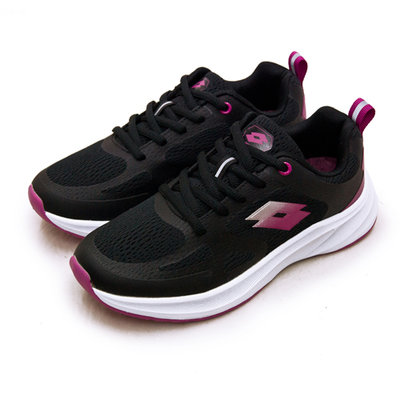 利卡夢鞋園–LOTTO 專業避震輕量慢跑鞋--氫速系列--黑紫紅--5010--女