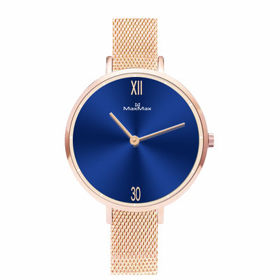 ∥ 國王時計 ∥ MAX MAX MAS7032-9 玫瑰金藍面時尚腕錶