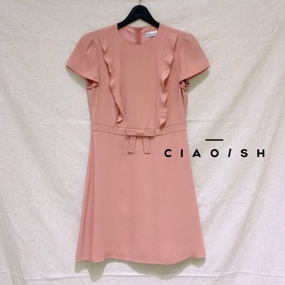 Ciao/SH名牌精品 Red Valentino 粉膚色前荷葉邊 短袖洋裝