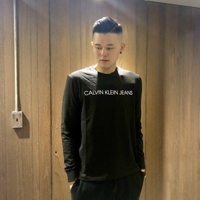 美國百分百【全新真品】Calvin Klein CK 長袖 T恤 T-shirt 男 logo 黑色 K235