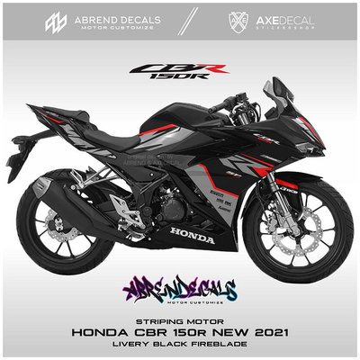 HONDA 條紋 CBR 150 R 新 2021 Fireblade 黑色賽車貼紙摩托車本田 CBR 150 新設計定