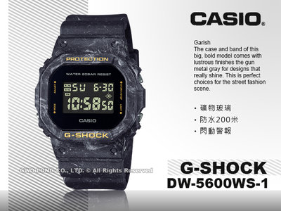CASIO 卡西歐 手錶專賣店 國隆 DW-5600WS-1 G-SHOCK 電子錶 樹脂錶帶 防水 DW-5600WS