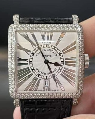 法蘭克穆勒原鑲鑽錶。白K金。機械錶Franck Muller master square 原鑲鑽圈。錶扣