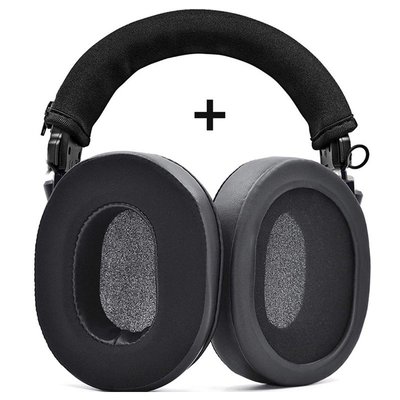 gaming微小配件-凝膠耳罩+頭帶套裝適用於Audio-Technica M50 M40 M30 M20 MSR7 鐵三角耳機配件 組合套裝-gm