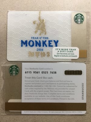 【郵卡庫】【Starbucks隨行卡】美國2015年 6115 SKU2466 猴年快樂  KA0066