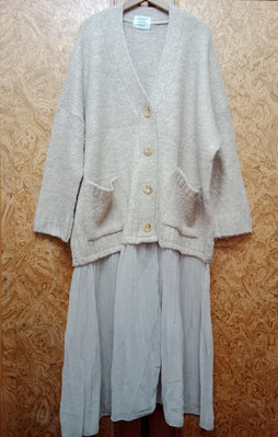 【唯美良品】韓國kroea 日系少女范針織毛衣拼雪紡外套/洋裝 C1124-7506.