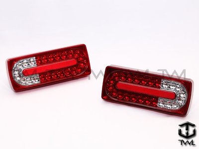 《※台灣之光※》全新BENZ W463 G CLASS G320 G350 G500 AMG LOOK紅白晶鑽LED尾燈組連方向燈也是LED